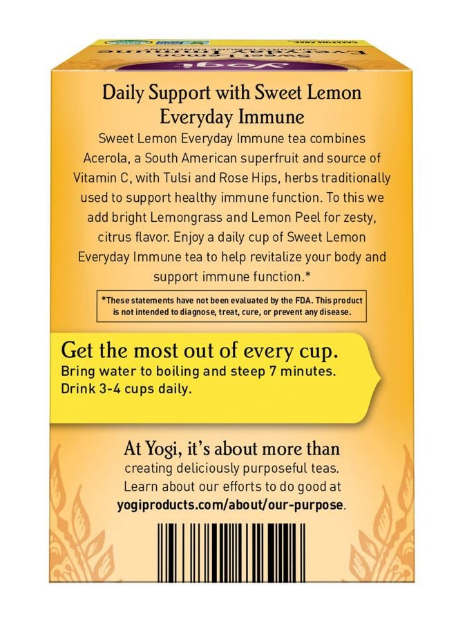 Yogi Tea شاي يوجي العضوي بنكهة الليمون الحلو للمناعة، 16 كيس - Image 2